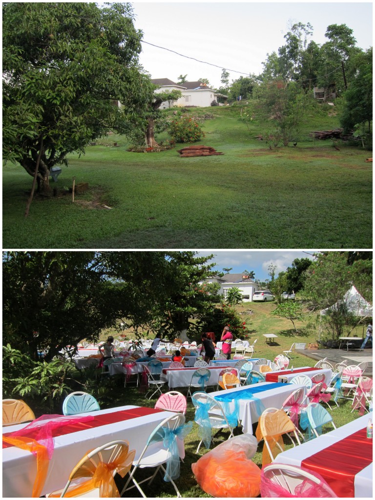 The yard before and after decorations